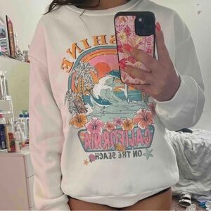 Casual Island Print Oversized sweatshirt